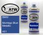 Preview: BMW, Montego Blue Metallic, A51: 400ml Sprühdose + 400ml Klarlack - Set, von ATW Autoteile West.